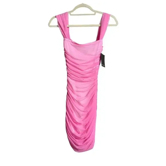 Norma Kamali NEW Walter Mini Dress Size XS in Candy Pink Sweetheart Neckline - Picture 9 of 12